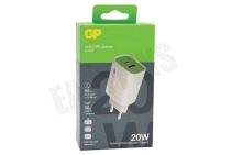 GP GPWC20WPWHUSB174  20WPD USB-C WPD 20W Charger 3100mA, 20W geschikt voor o.a. 20W, 3100mA, 5-12V