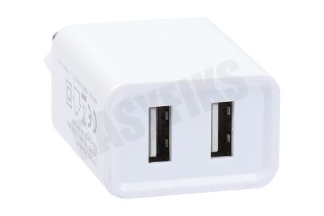 Easyfiks USB oplader 230V 2,1A/5V 2-poort wit