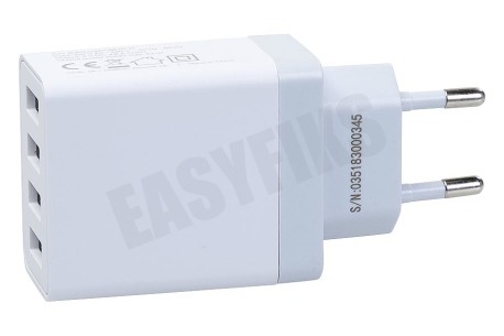 Easyfiks USB oplader 230V 4,8A/5V 4-poort wit