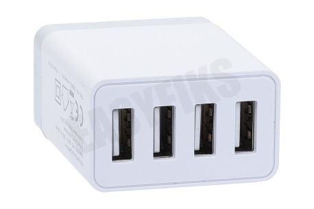 Easyfiks USB oplader 230V 4,8A/5V 4-poort wit