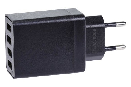 Easyfiks USB oplader 230V 4,8A/5V 4-poort zwart