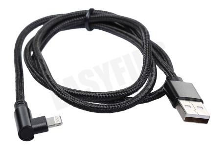 Easyfiks 8-pin USB laad en data kabel 100 cm 90 graden zwrt/grijs