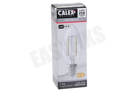 Calex 1101000600 Calex LED Volglas Filament Kaarslamp 240V 2W 250lm E14