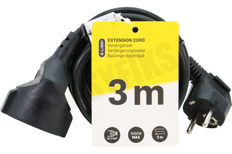 Q-Link Snoer 3x 1.5mm2 3 Meter Zwart