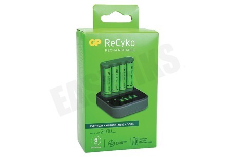 GP B421 USB Batterijlader Dockingstation Recyko 4x AA 2100mAh