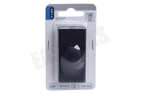 Q-Link Snoerdimmer 3-80W, 10-100W, Zwart