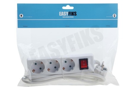Easyfiks Tafelcontactdoos 3x1,5mm2 3500W RA wit 1,5M + schakelaar