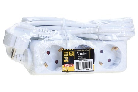 Exin Tafelcontactdoos 3x1mm2 2300W 10A RA wit 3M
