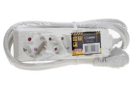 Exin Tafelcontactdoos 3x1mm2 2300W 10A RA wit 1,5M