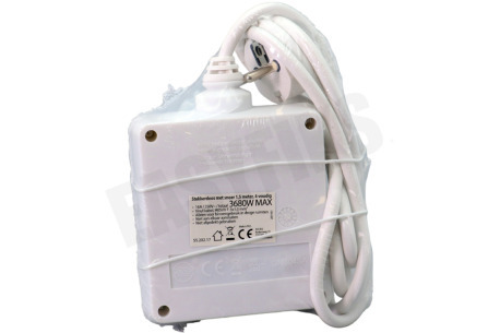 Exin Tafelcontactdoos 3x1mm2 2500W 10A RA wit 1,5M