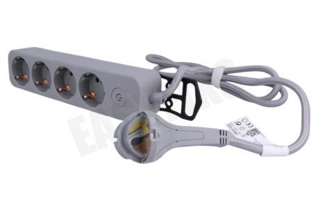 Q-Link 4-voudige tafelcontactdoos met schakelaar, grijs