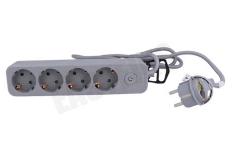 Q-Link 4-voudige tafelcontactdoos met schakelaar, grijs