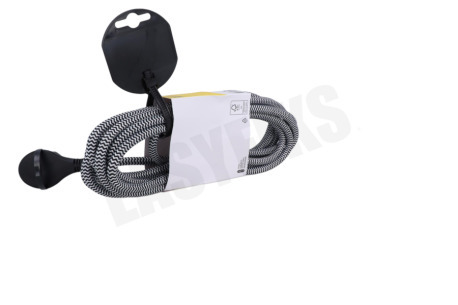 Q-Link Textiel verlengkabel met platte stekker, 5 meter
