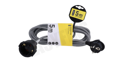 Q-Link Textiel verlengkabel met platte stekker, 5 meter