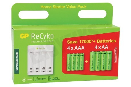 GP ReCyko+ Starterkit - 4x AA + 4x AAA + 1x E411