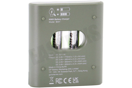 GP B441 USB Batterijlader Recyko 4x AAA 850mAh
