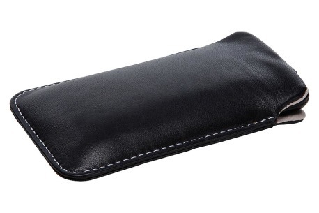 Spez Sleeve Case met Pull tab, Leder, Zwart