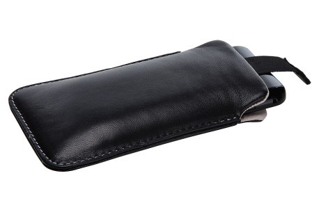 Spez Sleeve Case met Pull tab, Leder, Zwart