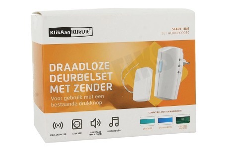 KlikAanKlikUit ACDB-8000BC Draadloze Deurbel Set voor bestaande drukknop
