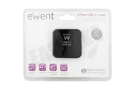 Ewent EW1134 4-Poorts USB 3.1 Gen1 (USB 3.0) Hub