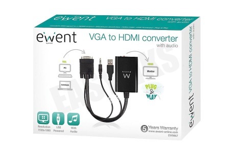 Ewent EW9867 VGA naar HDMI Converter met audio