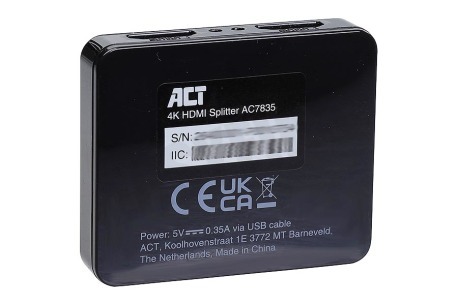 ACT AC7835 4K HDMI Splitter 1x2