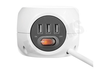 Ewent EW3939 Kubusvormige Stekkerdoos 3V, 3 USB-poorten, 1.5m