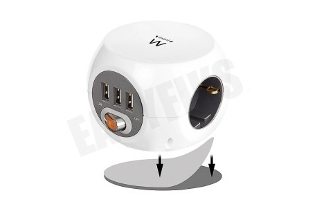 Ewent EW3939 Kubusvormige Stekkerdoos 3V, 3 USB-poorten, 1.5m