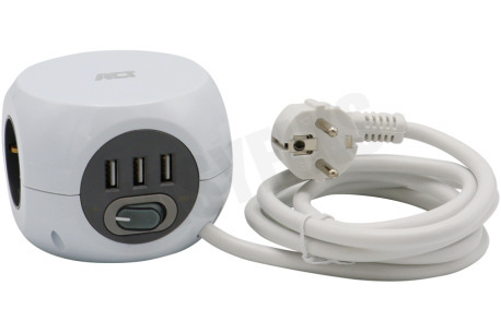 ACT AC2405 Kubusvormige Stekkerdoos 3V, 3 USB-poorten, 1.5m
