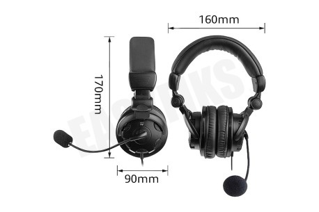 Ewent EW3564 Over-ear Headset met Microfoon en Volumeregeling