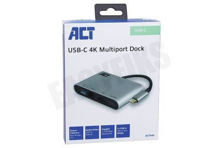 ACT AC7040 USB-C -HDMI Multiport Adapter met Ethernet en USB Hub