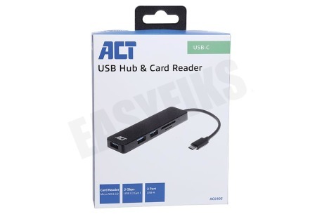 ACT AC6405 USB-C Hub 3 Port met Cardreader