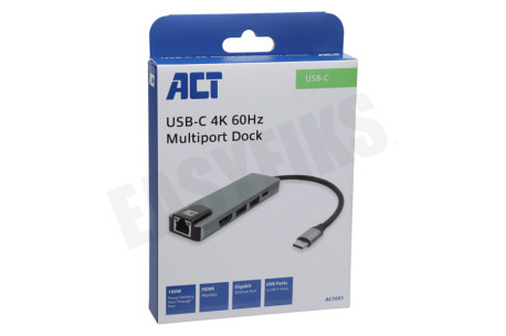 ACT AC7091 USB-C 4K docking station HDMI/ethernet/USB-A/PD