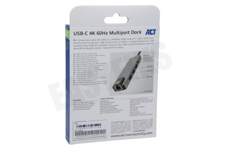 ACT AC7091 USB-C 4K docking station HDMI/ethernet/USB-A/PD