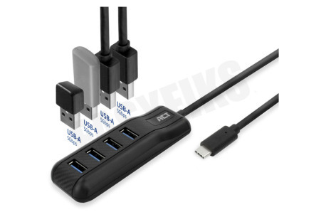 ACT AC6420 USB-C hub 3.0, 4 poorts USB-A