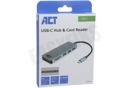 ACT AC7050 USB-C hub 3.0, 3x USB-A, cardreader, PD