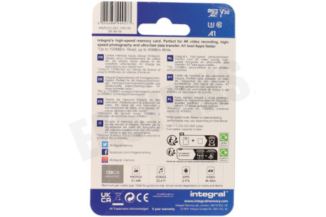Integral INMSDX128G-100V30 V30 High Speed micro SDHC Card 128GB