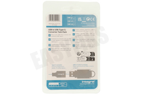 Integral INADUSB3.0ATOCTW USB -> USB Type-C Converter, Twin Pack