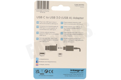 Integral INADUSB3.0CTOATW USB C -> USB A 3.0 Adapter