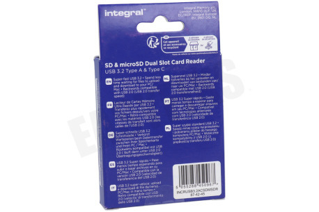 Integral INCRUSB3.2ACSDMSDR Dual Interface USB 3.1 SD & microSD Card Reader