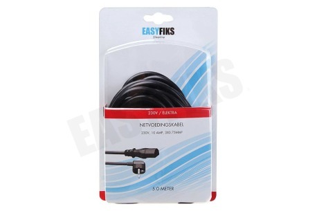 Easyfiks Netvoedingskabel C13, 230V, 10 Amp, 3x0.75mm2, 5.0 Meter