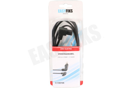 Easyfiks Netvoedingskabel C7 haaks, 2x0.75mm2, 2 Meter Zwart
