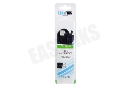 Easyfiks USB Aansluitkabel 2.0 A Male - USB 2.0 B Male, 2.5 Meter
