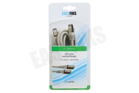 Easyfiks UTP CAT6 Netwerkkabel Grijs, 2.5 meter, 2x RJ45 Male
