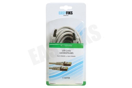 Easyfiks UTP CAT6 Netwerkkabel Grijs, 5 meter, 2x RJ45 Male