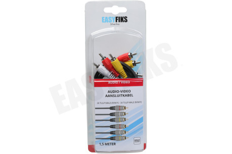 Easyfiks Tulp Kabel 3x RCA Male-3x RCA Male, 1.5 meter