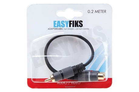 Easyfiks Tulp Splitter RCA Male - 2x Tulp Contra RCA Female 20cm