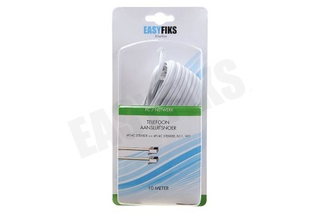 Easyfiks Telefoonkabel Wit, 2x RJ11 6p4c Male, 10.0 Meter