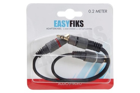 Easyfiks Jack Verloopkabel 3.5mm Male - 2x Tulp Contra RCA Female