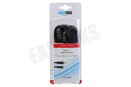 Easyfiks Jack Kabel 3.5mm Stereo Male - Female, 5 meter, Verguld